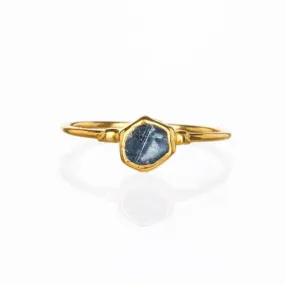 Dainty Raw Sapphire Ring in Yellow Gold