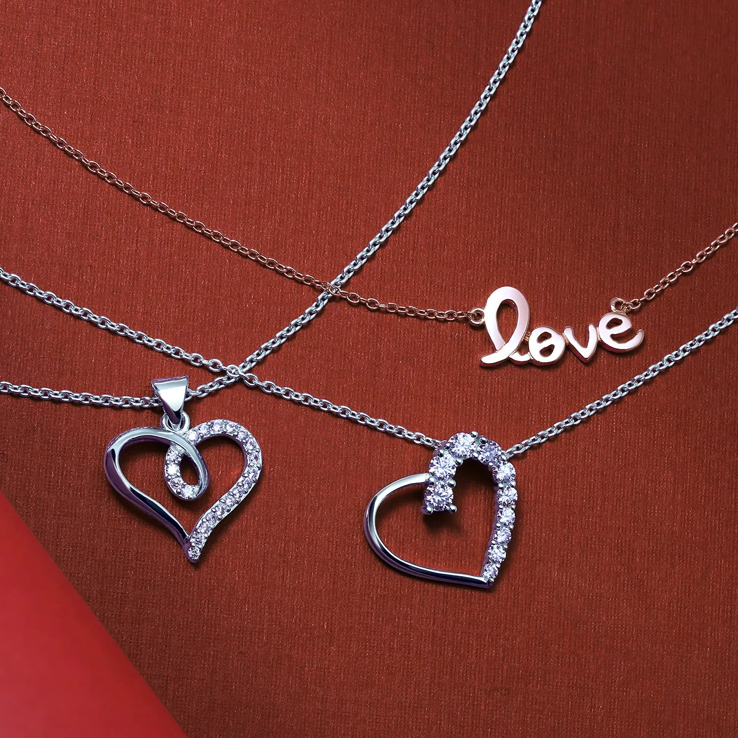 Delicate CZ Bridal Necklace with Twisted Ribbon Infinity Love Knot Pendant Silver