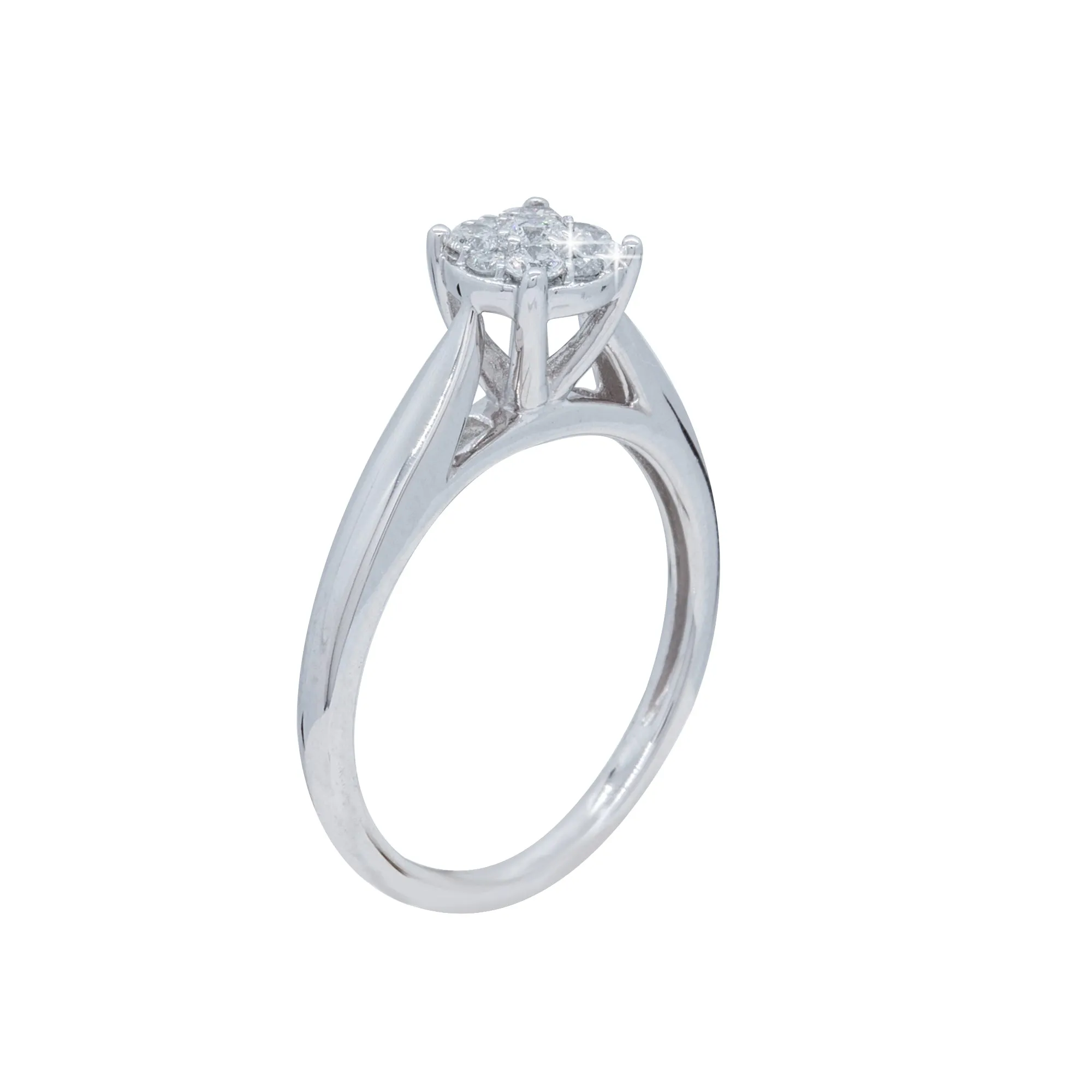 Diamond Cluster Solitaire Style Engagement Ring