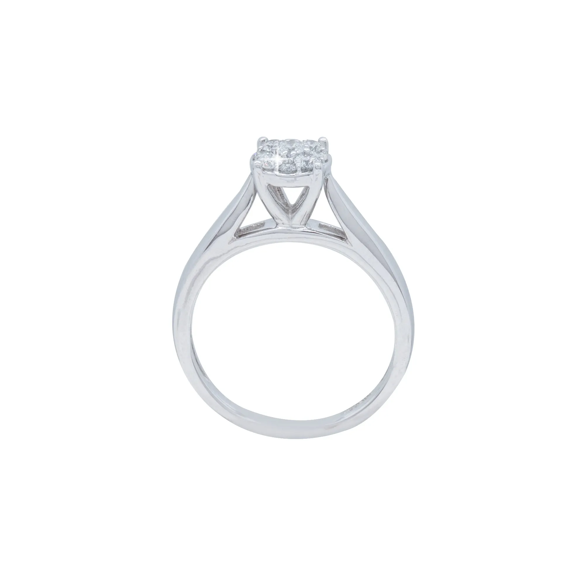 Diamond Cluster Solitaire Style Engagement Ring