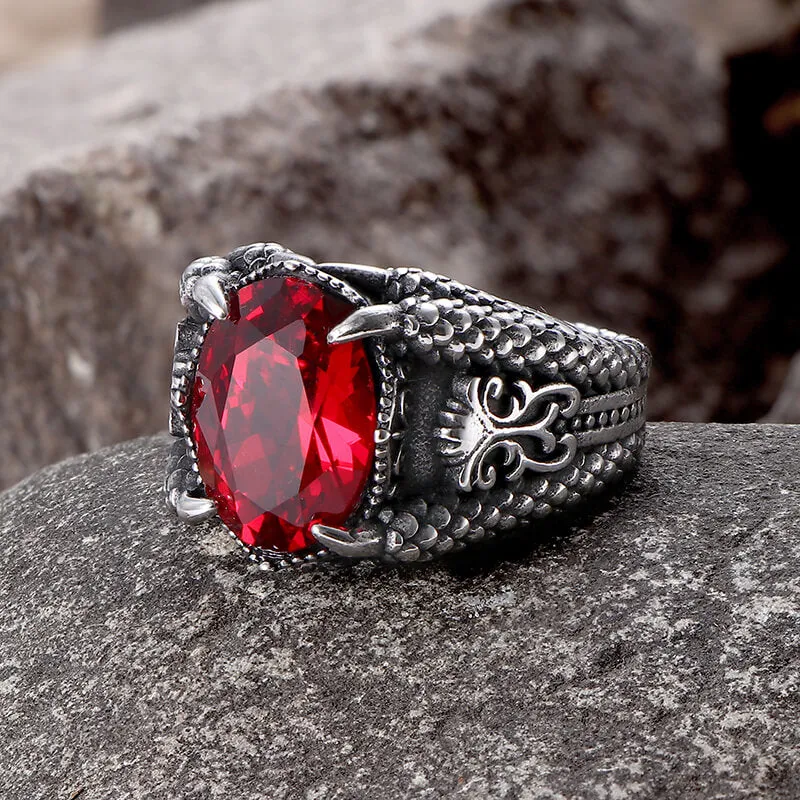 Dragon Claw Gem Stainless Steel Ring