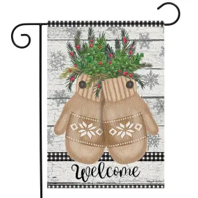 Farmhouse Mittens Welcome Winter Garden Flag