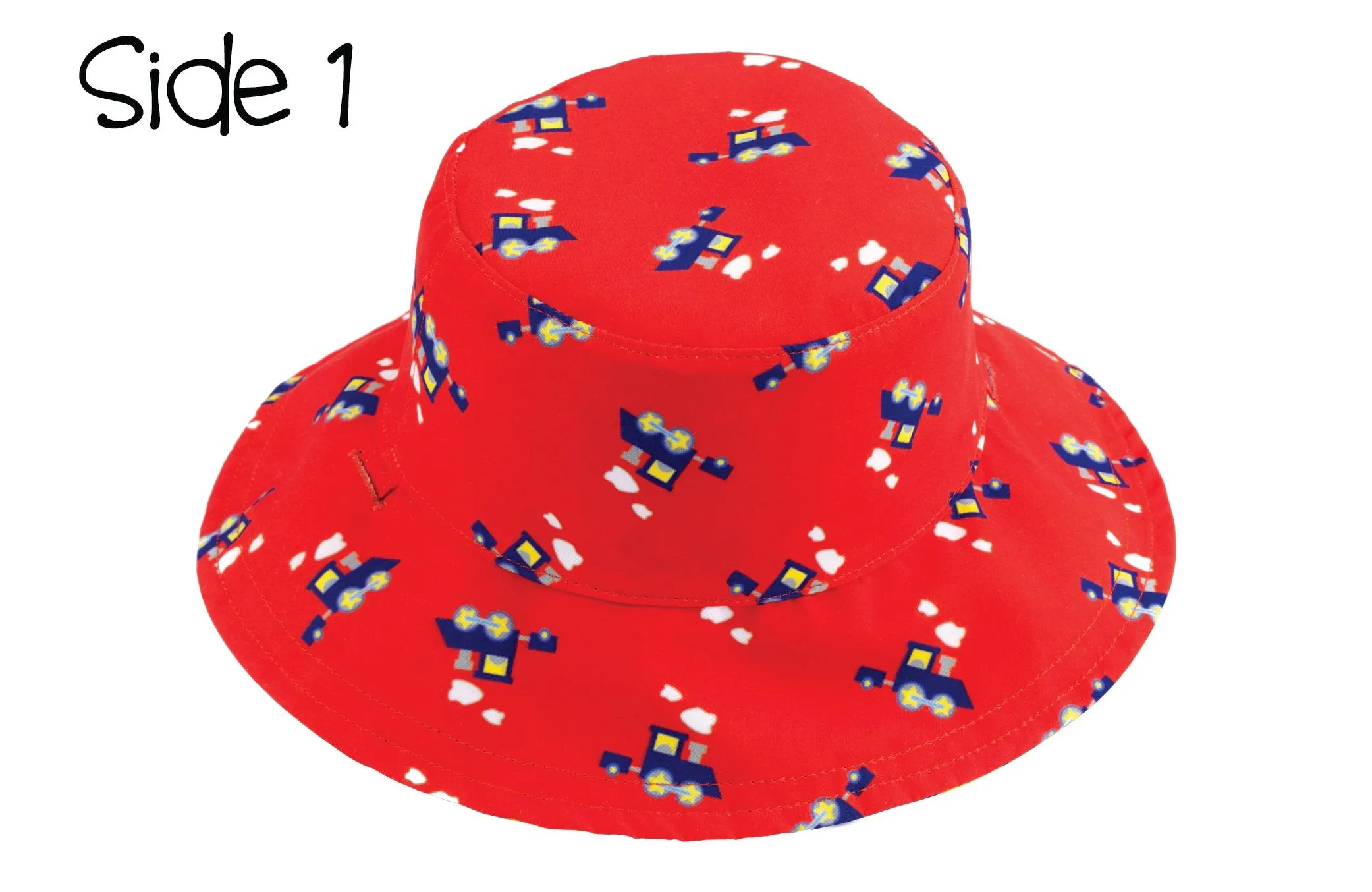 FlapJackKids - Reversible Babies' Sun Hat - Digger / Train