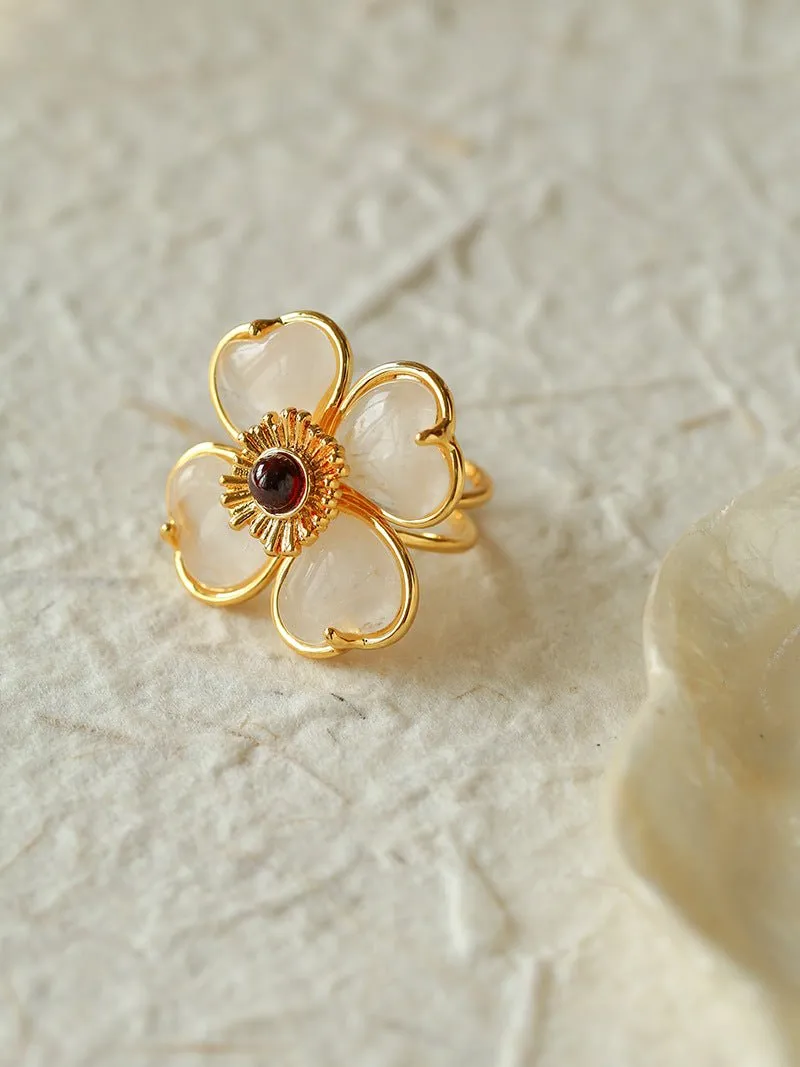 Four-leaf Clover Single Flower Rings