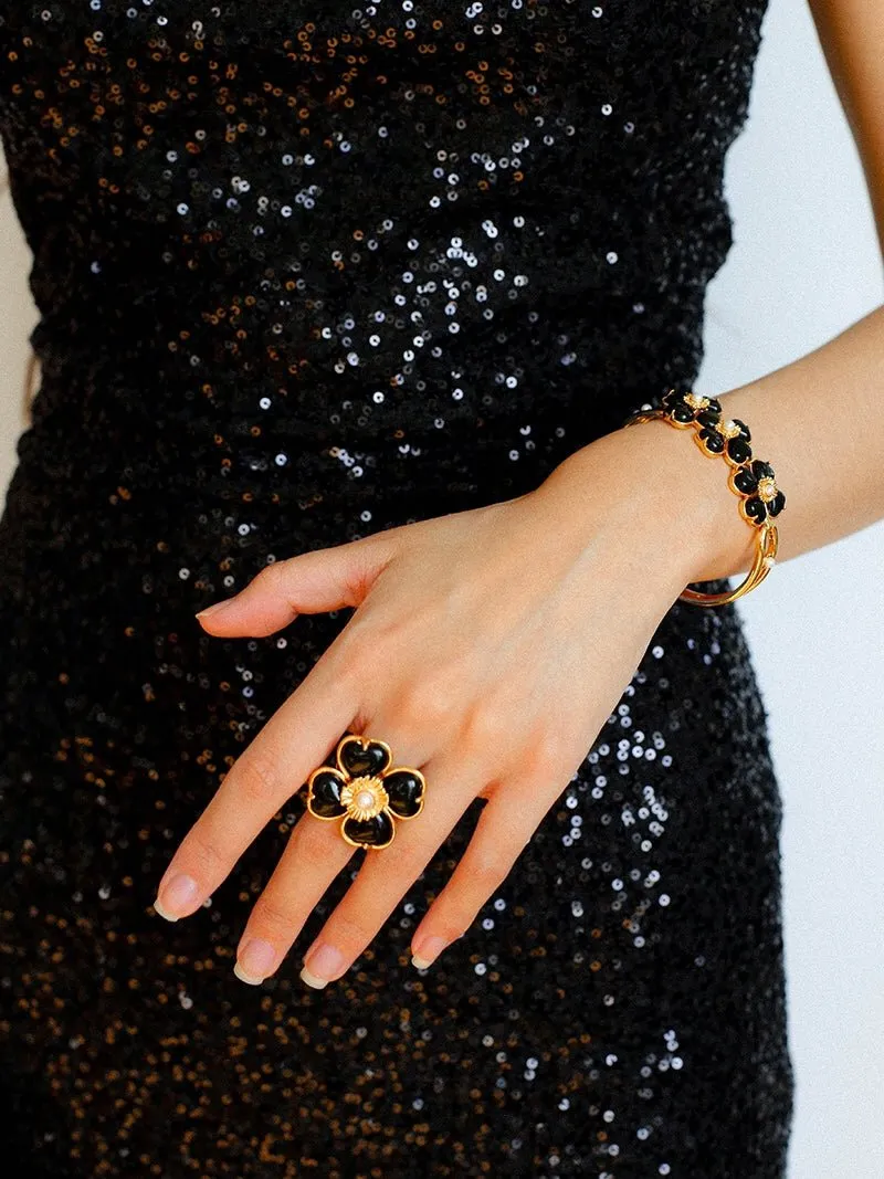 Four-leaf Clover Single Flower Rings