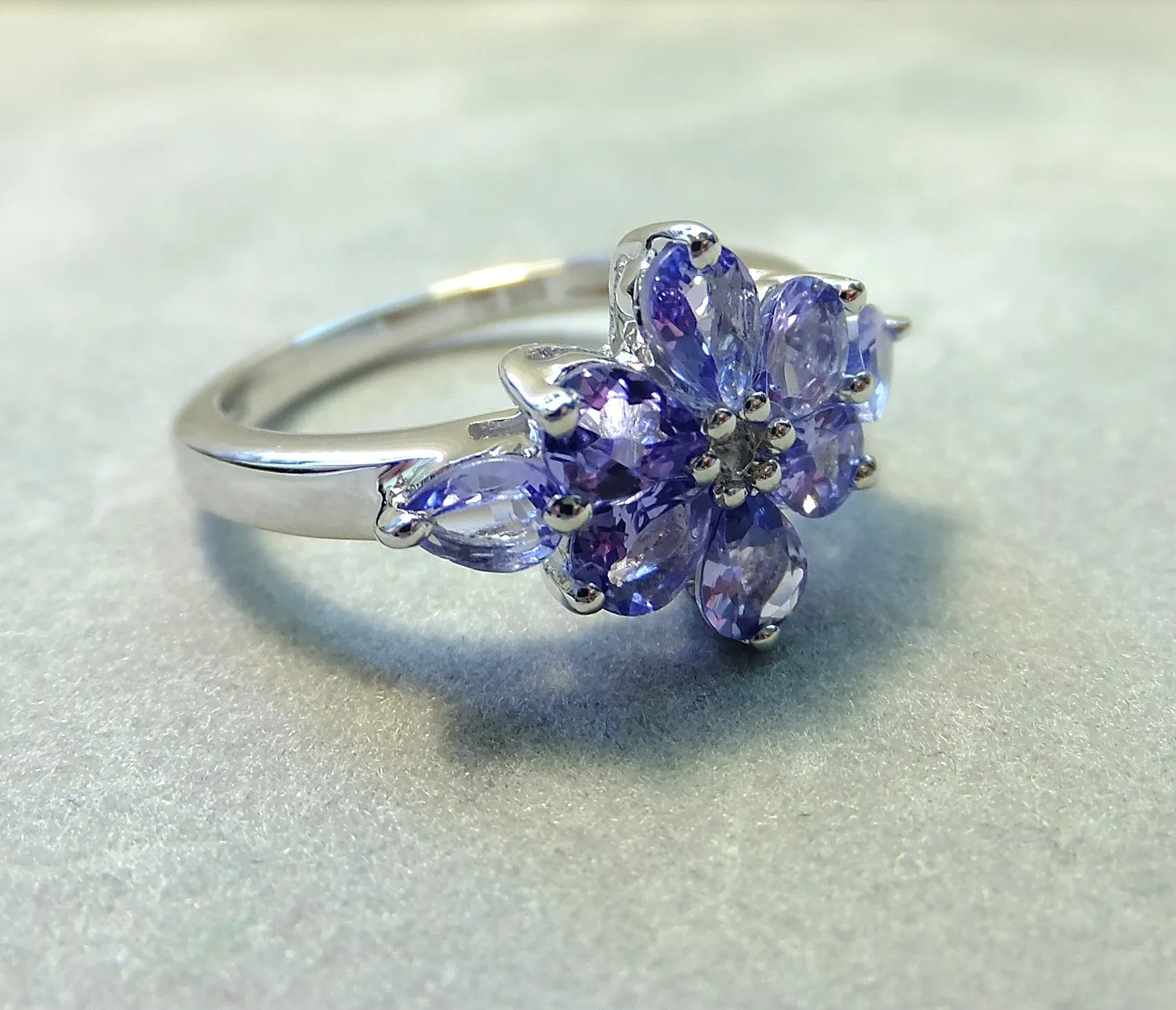 Genuine Tanzanite Gemstone Ring in Sterling Silver