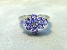 Genuine Tanzanite Gemstone Ring in Sterling Silver