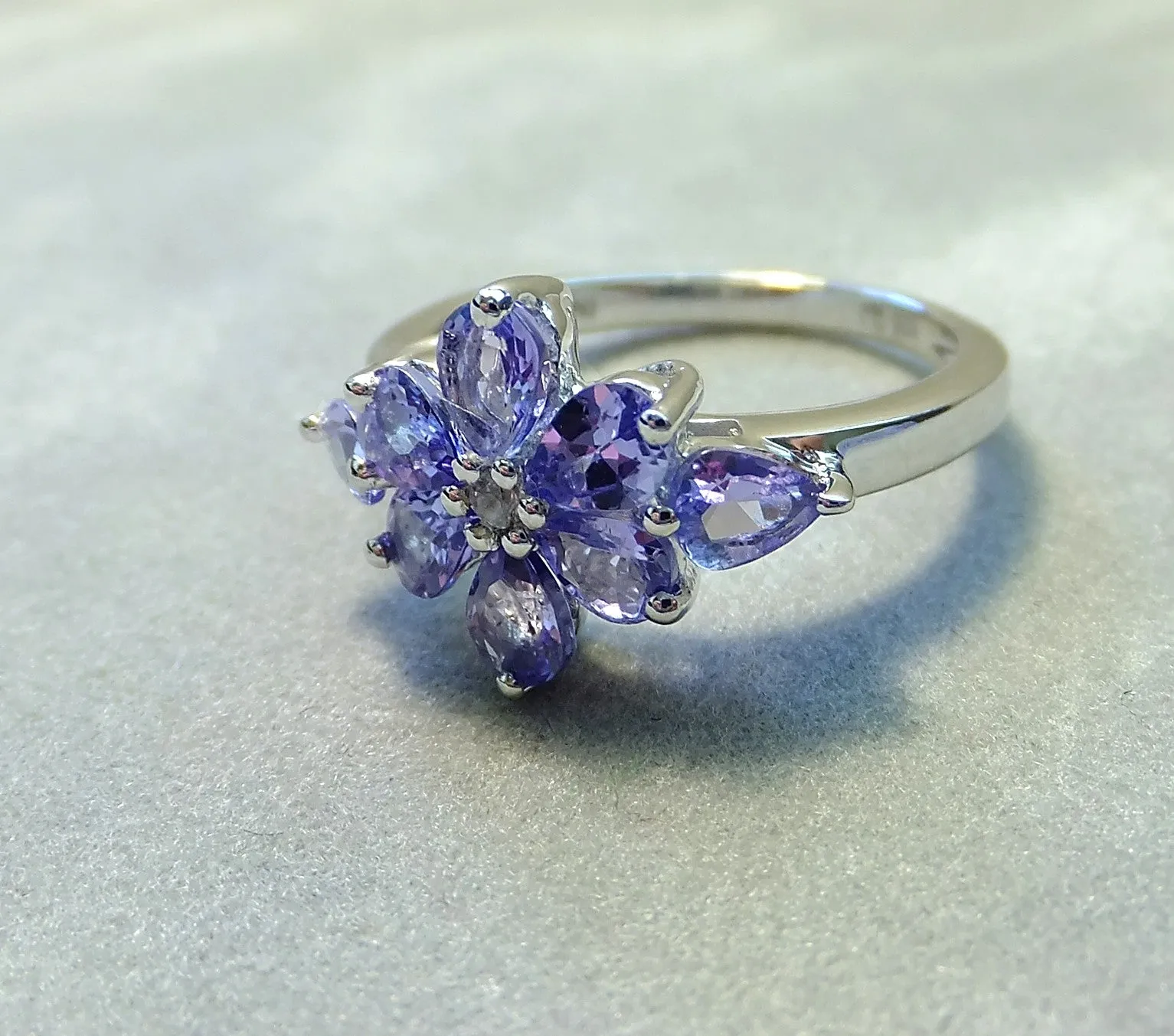 Genuine Tanzanite Gemstone Ring in Sterling Silver