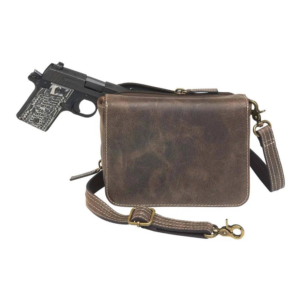 GTM Original Distressed Leather Crossbody Concealed Carry Organizer Pocketbook