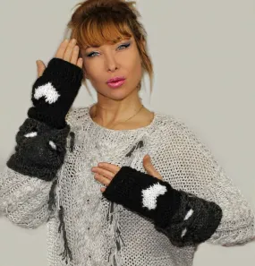 Hand Knitted Wool Fingerless Gloves