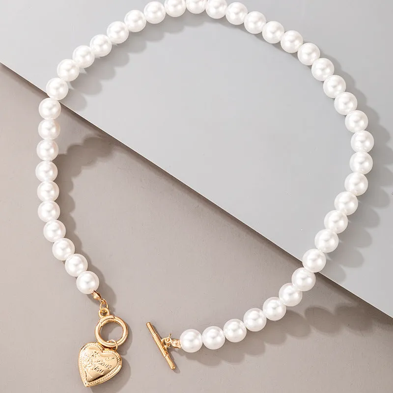 Handmade Heart Gold Plated Pearl Choker