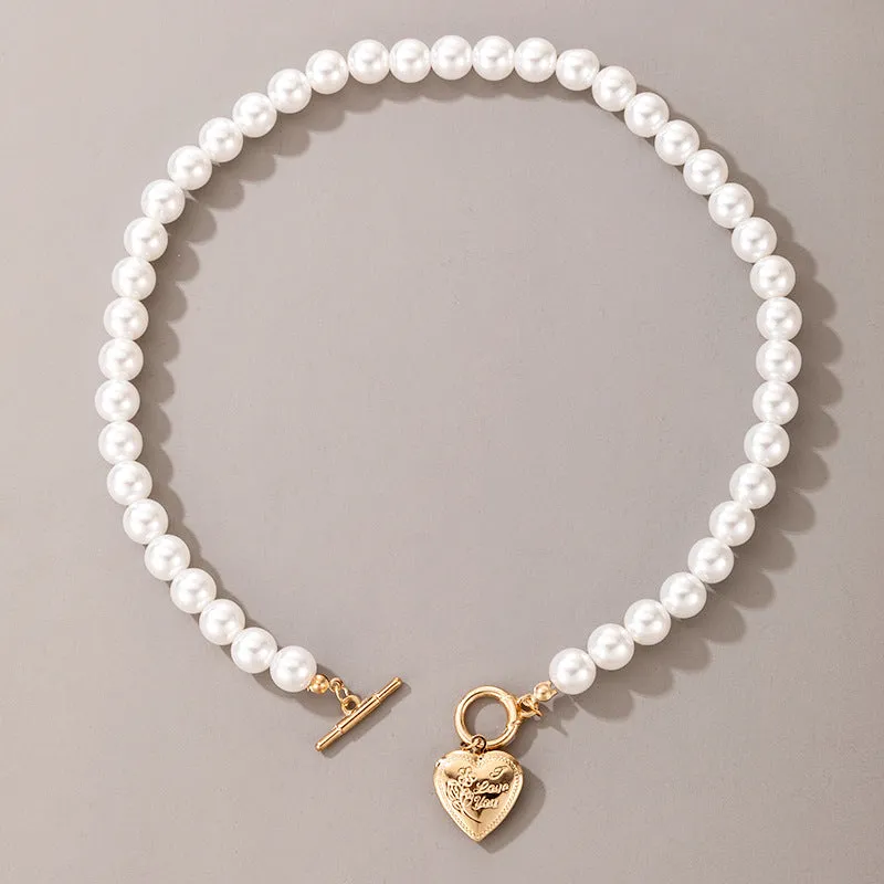 Handmade Heart Gold Plated Pearl Choker