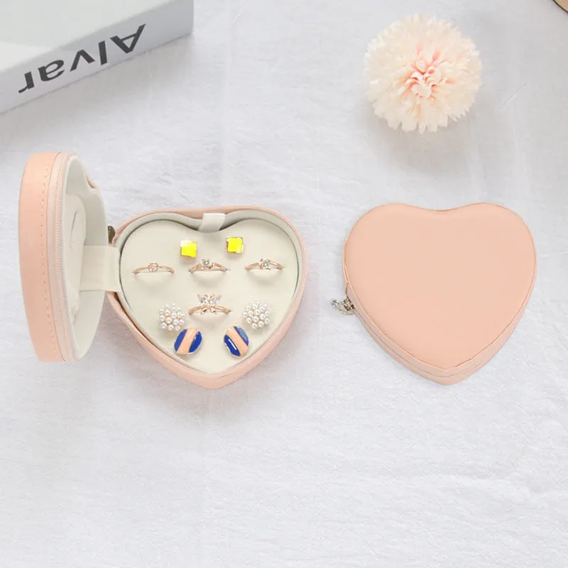 Heart Shaped Travel Jewelry Case Gift Box