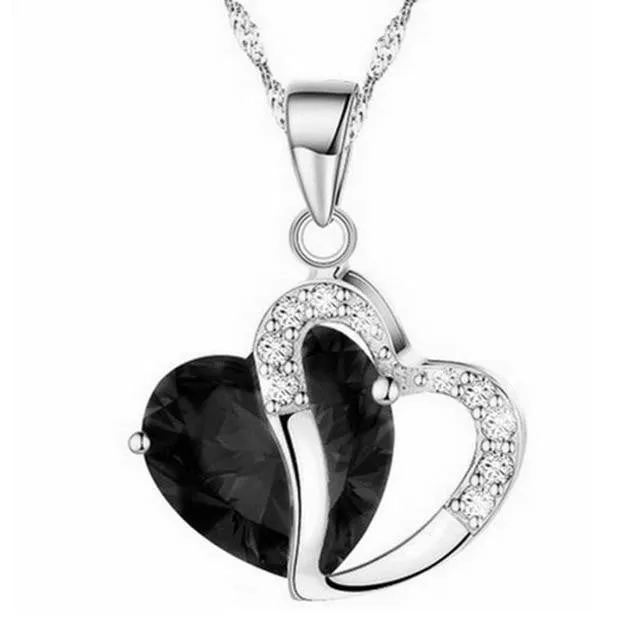 Heart-shaped zircon crystal necklace