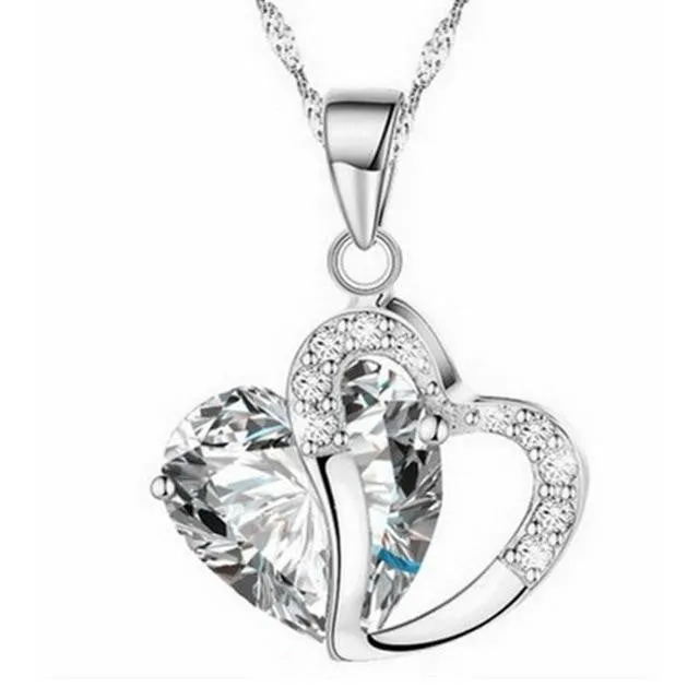 Heart-shaped zircon crystal necklace