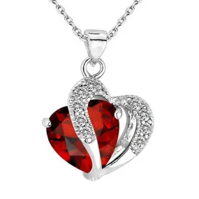 Heart-shaped zircon crystal necklace