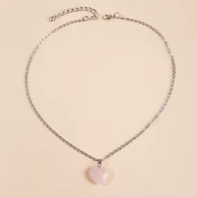 Korean Simple Natural Stone Heart-shaped Necklace Women