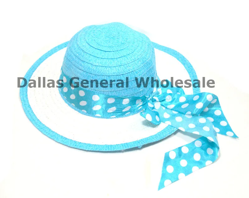 Little Girls Polka Dot Straw Hats Wholesale