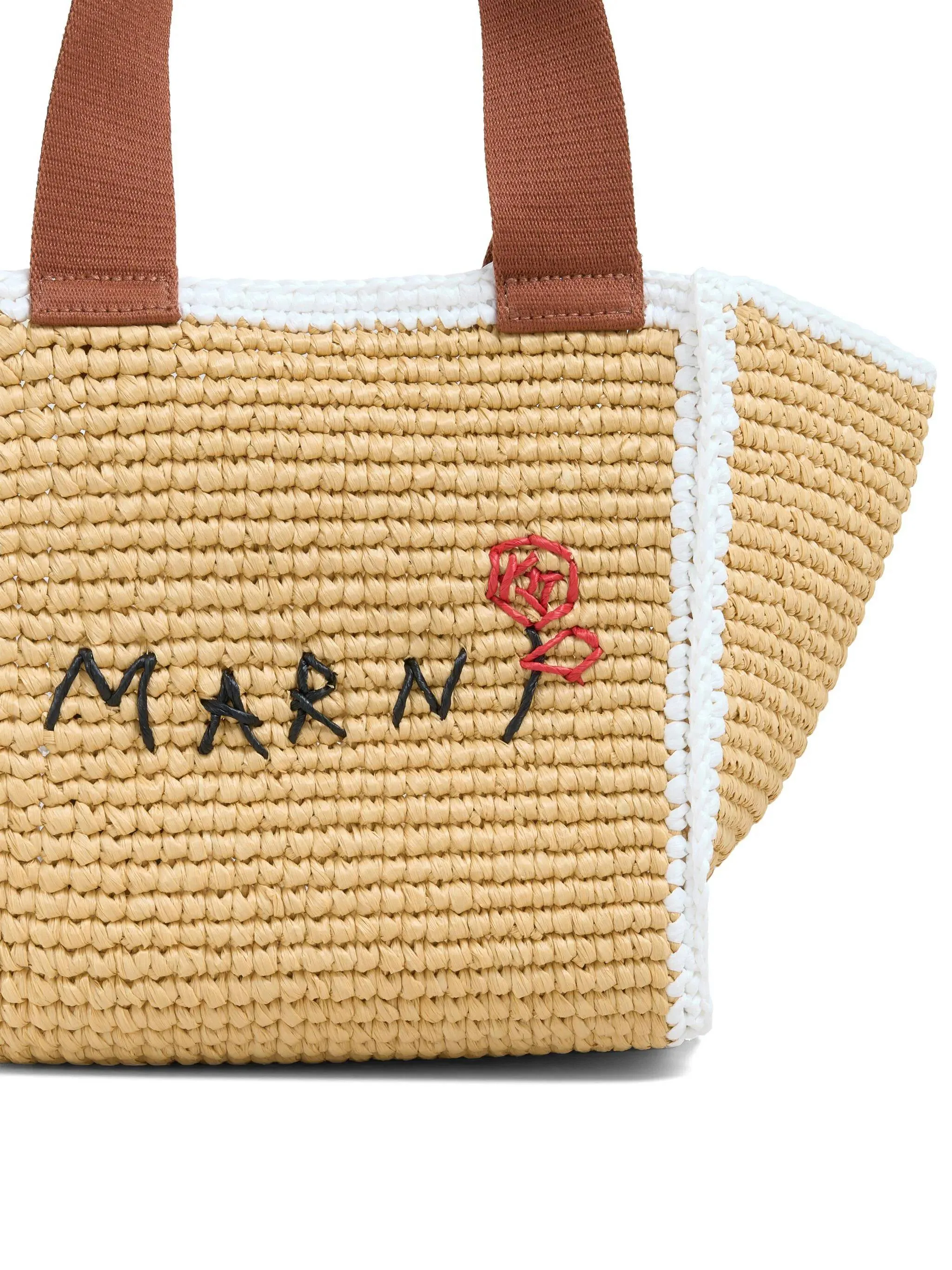 logo-embroidered woven tote bag