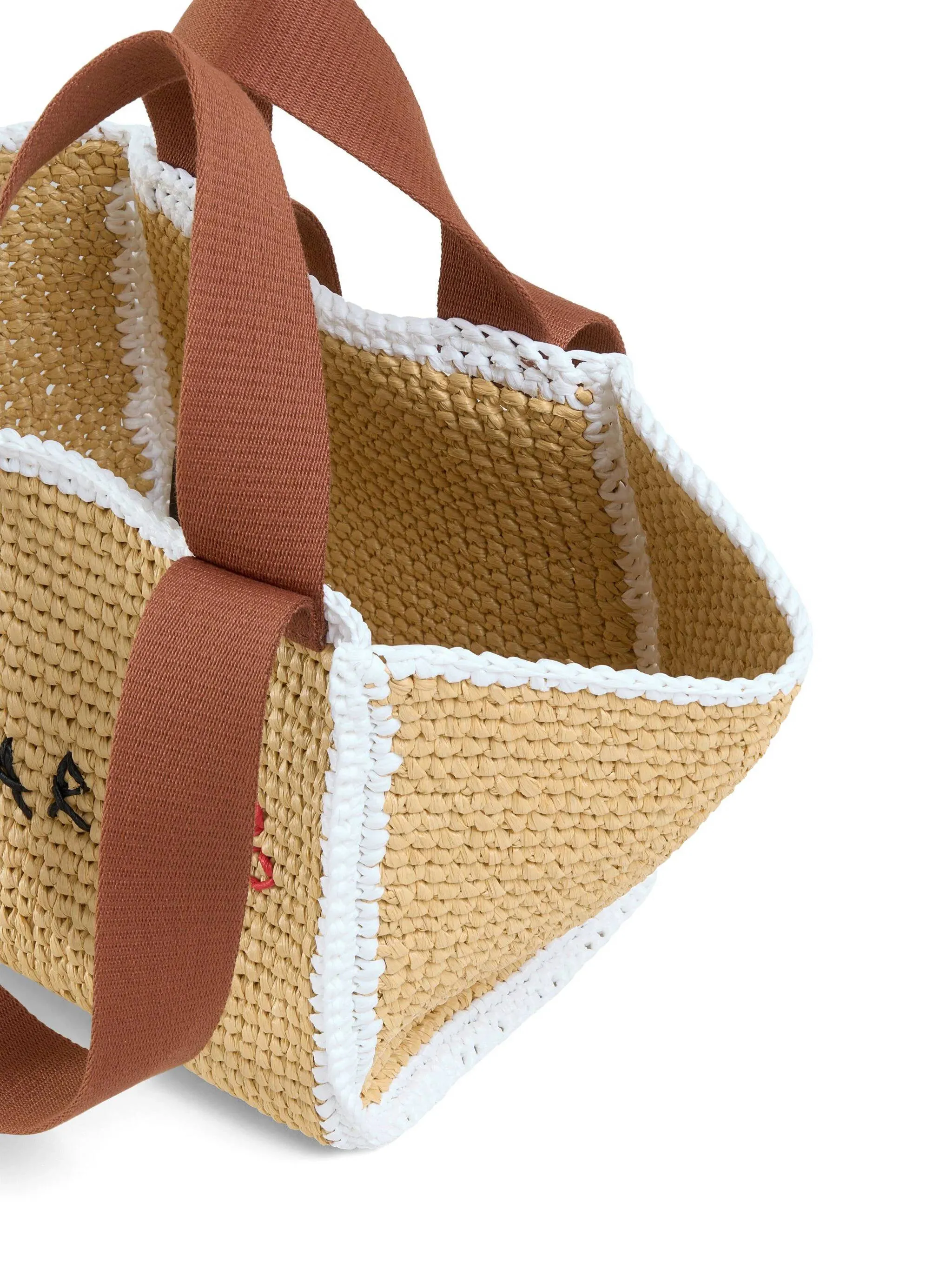 logo-embroidered woven tote bag