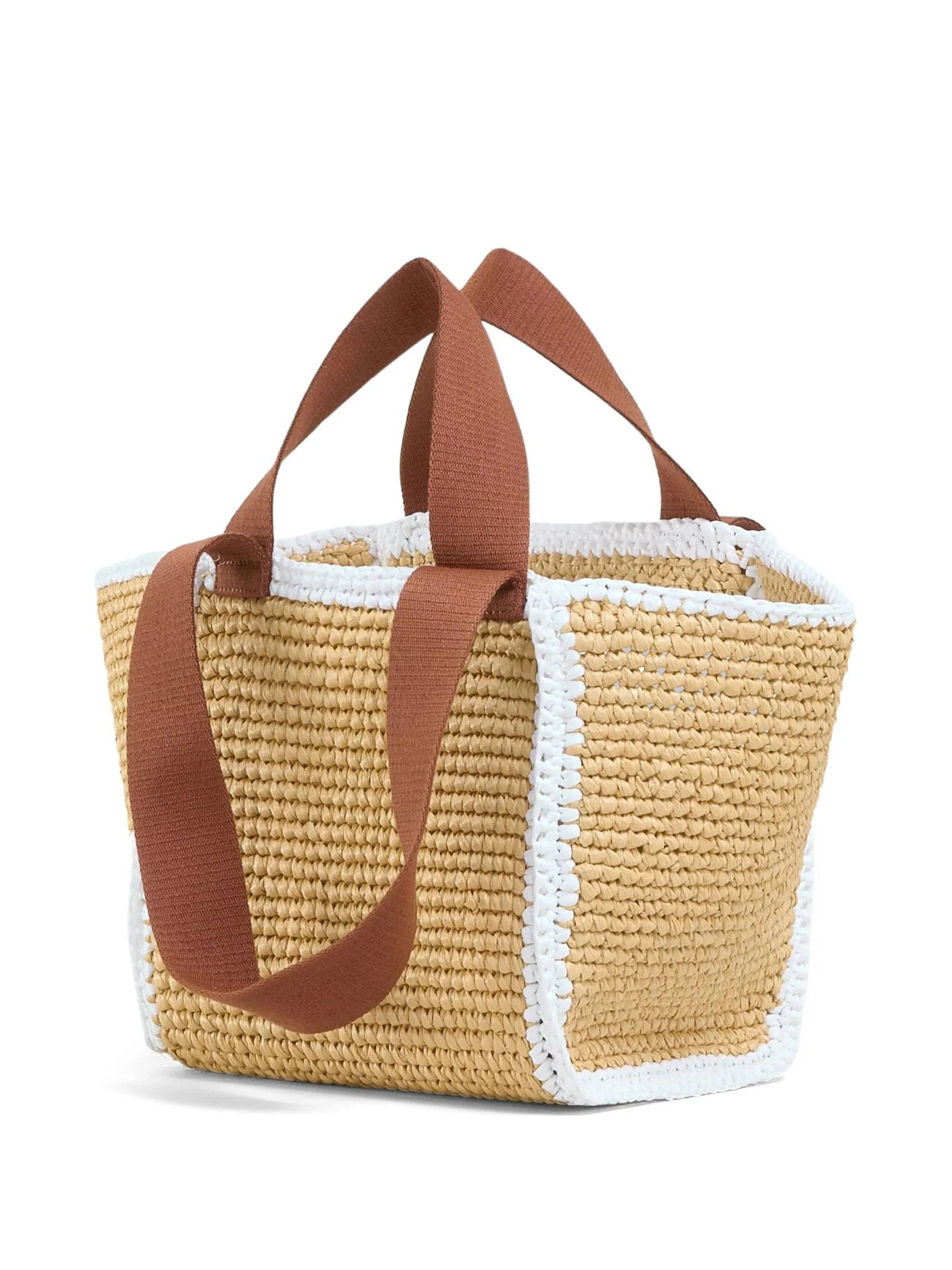 logo-embroidered woven tote bag