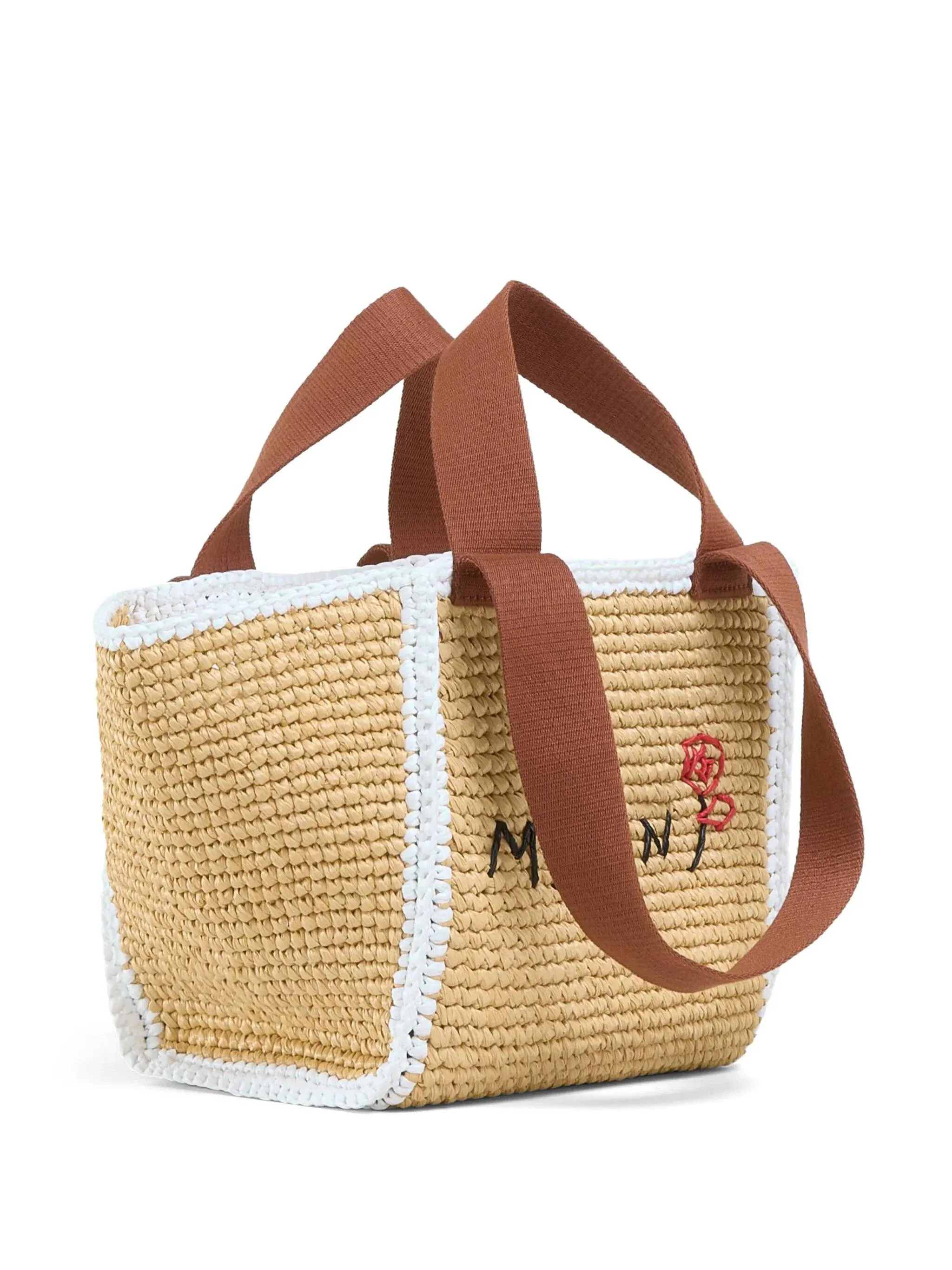 logo-embroidered woven tote bag