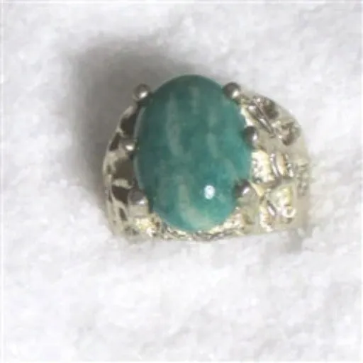 Man's Blue Green Gemstone Amazonite Ring Size 10 1/2