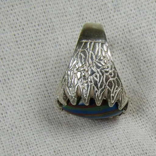 Men's Rainbow Calsilica Ring Sterling Silver Size 9