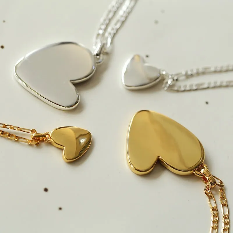 Metal Style Versatile Heart Pendant Necklace