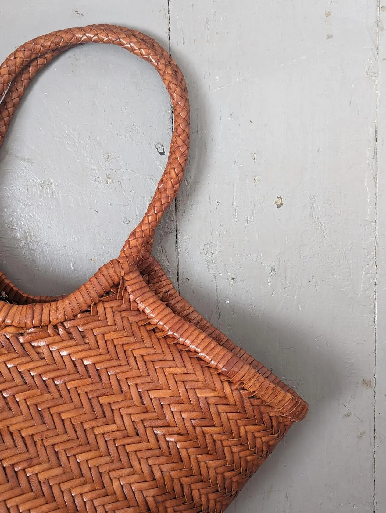 Nantucket Tan Woven Leather Bag