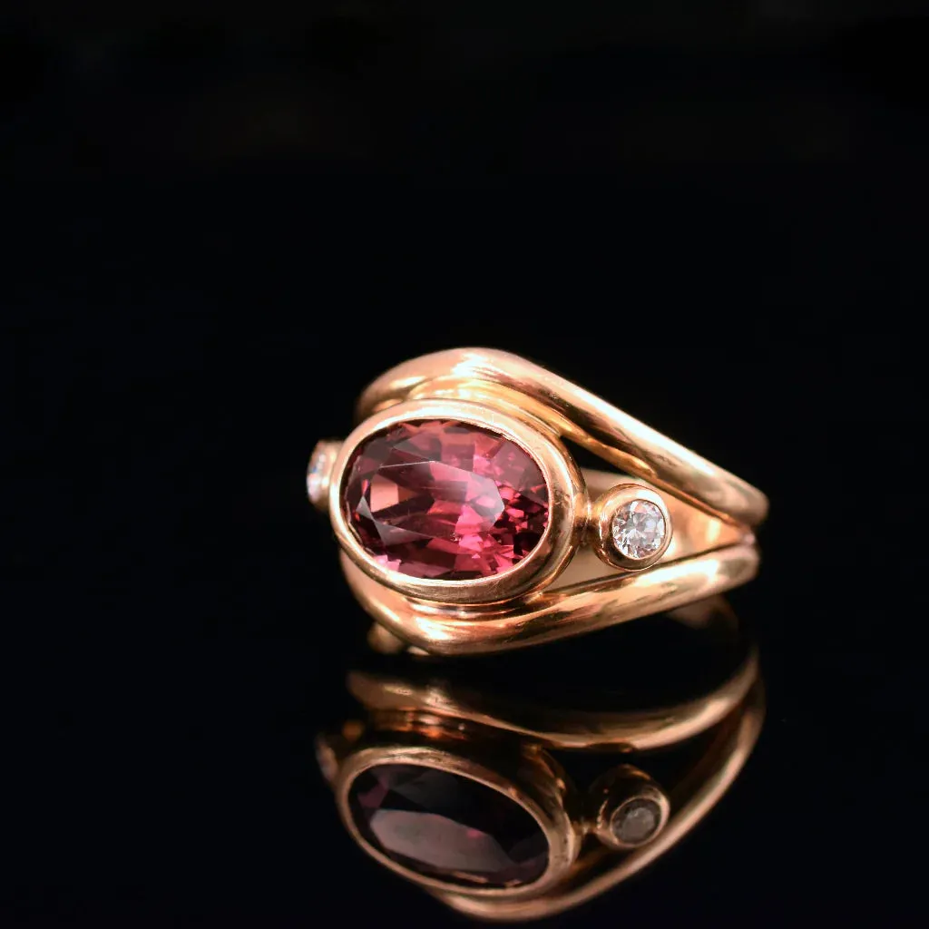 Natural Oval Cut Red Garnet Three Stone Promise Rings - 14k Gold Vermeil Rings