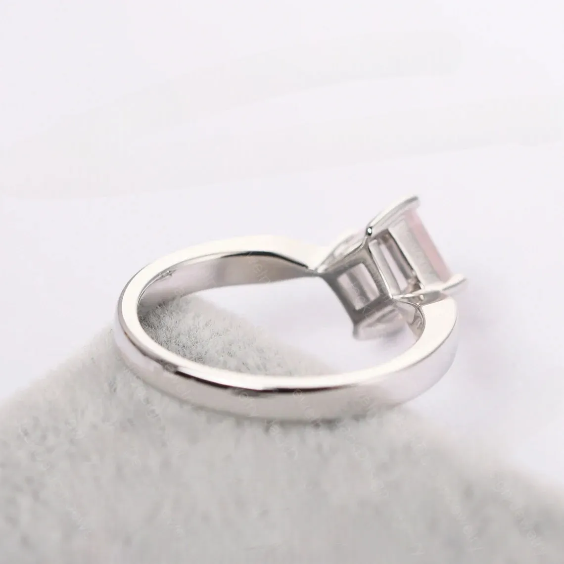 Natural Square Cut Rose Quartz Promise Ring - 925 Sterling Silver Ring