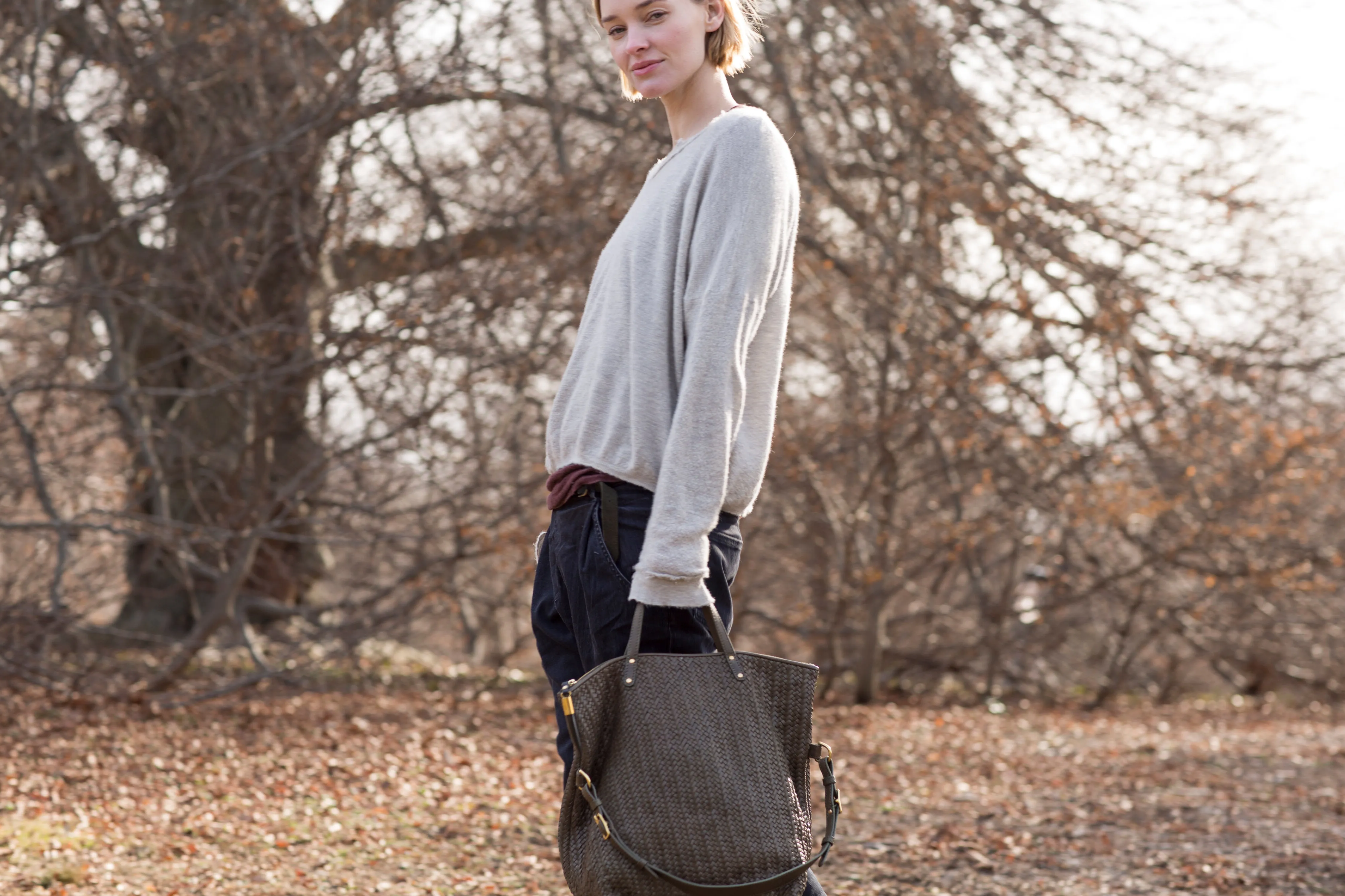 Olive Woven Morleigh Foldover Tote