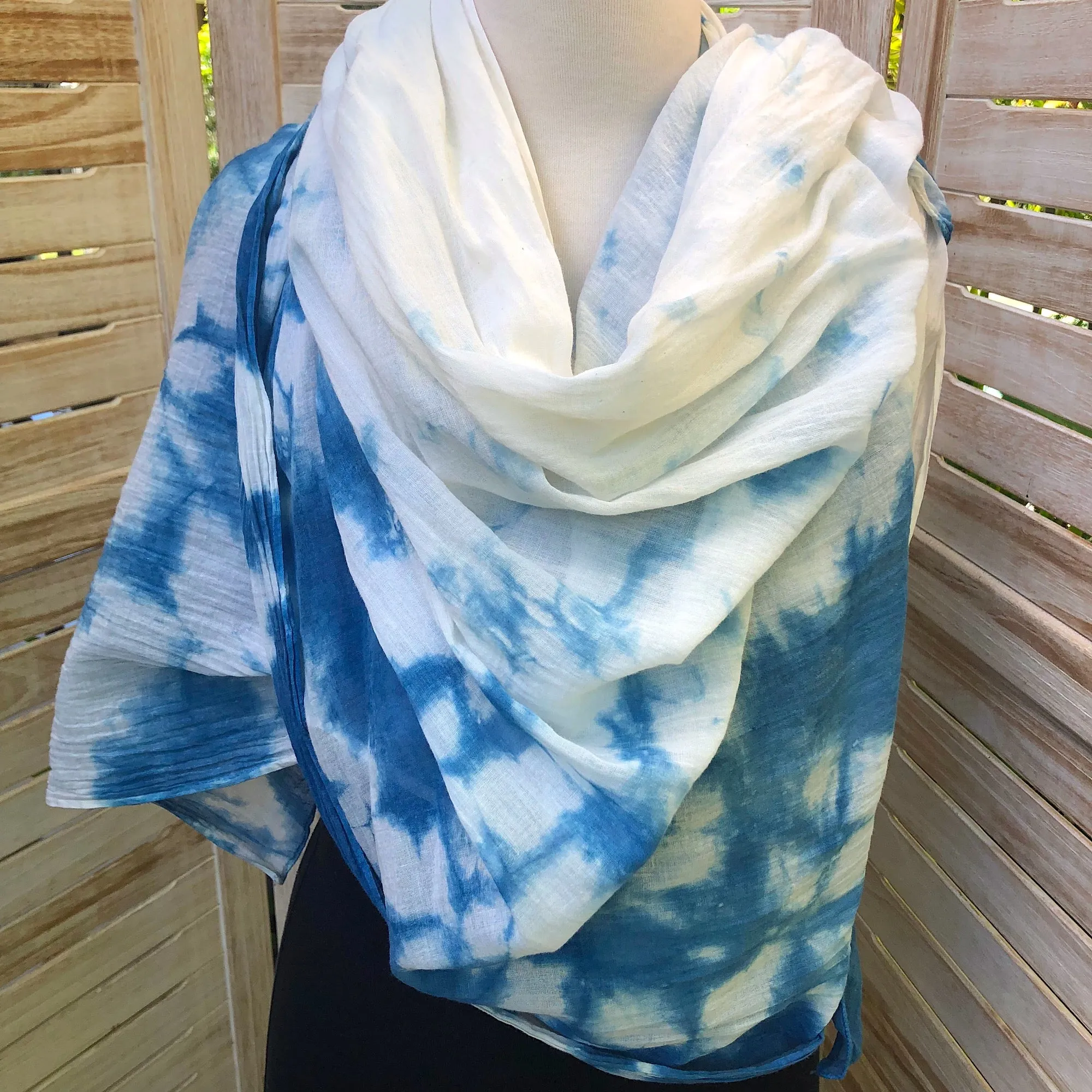 Oversize Organic Cotton Indigo Scarf