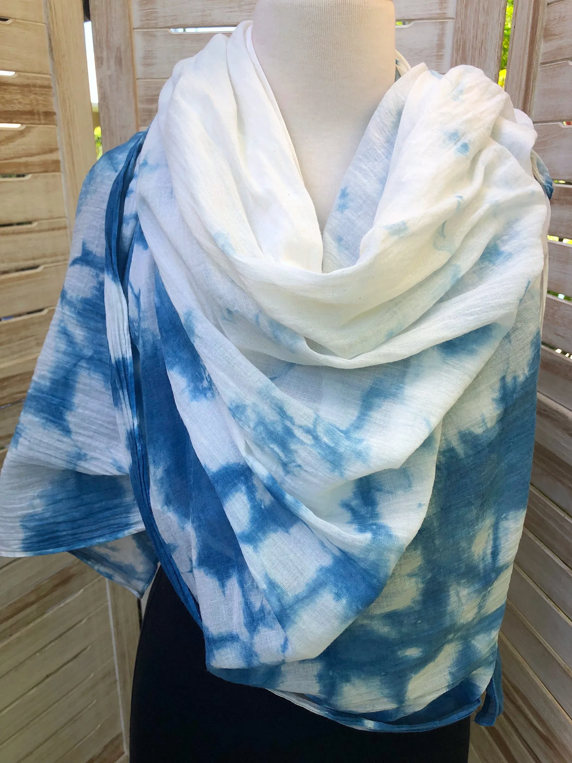 Oversize Organic Cotton Indigo Scarf