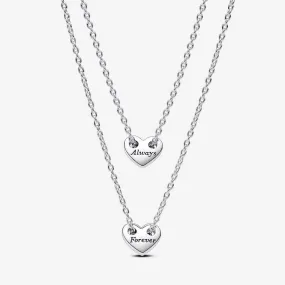 Pandora Forever & Always Splittable Heart Collier Necklaces