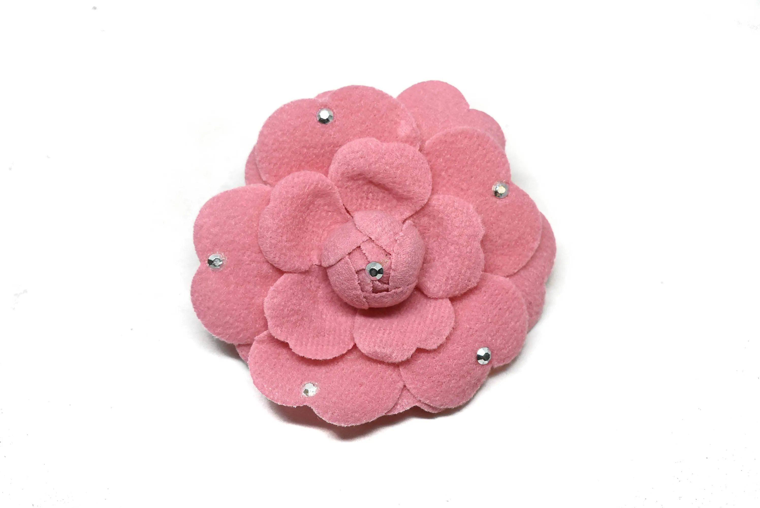 Pink Rose Pin with Rhinestone 2.75" - 1 Piece