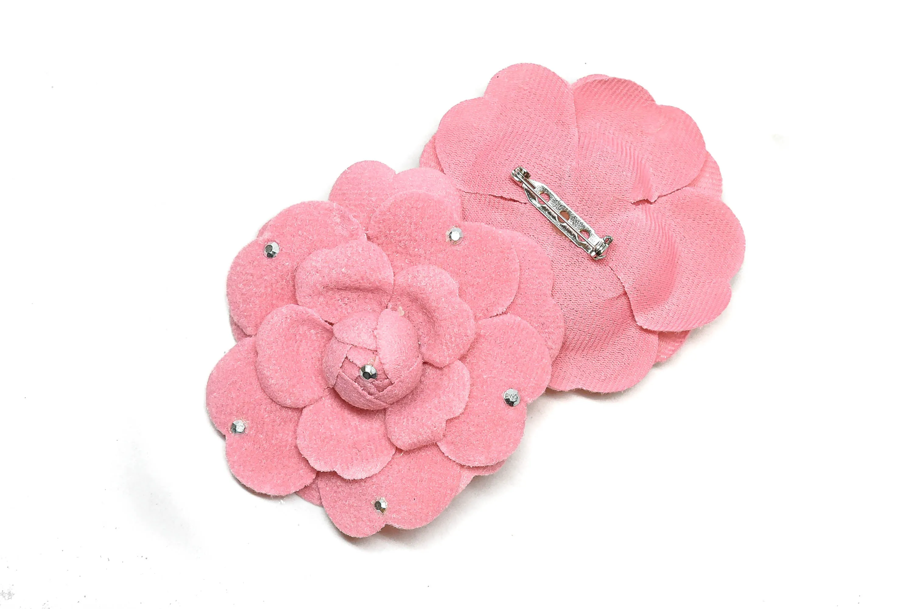 Pink Rose Pin with Rhinestone 2.75" - 1 Piece