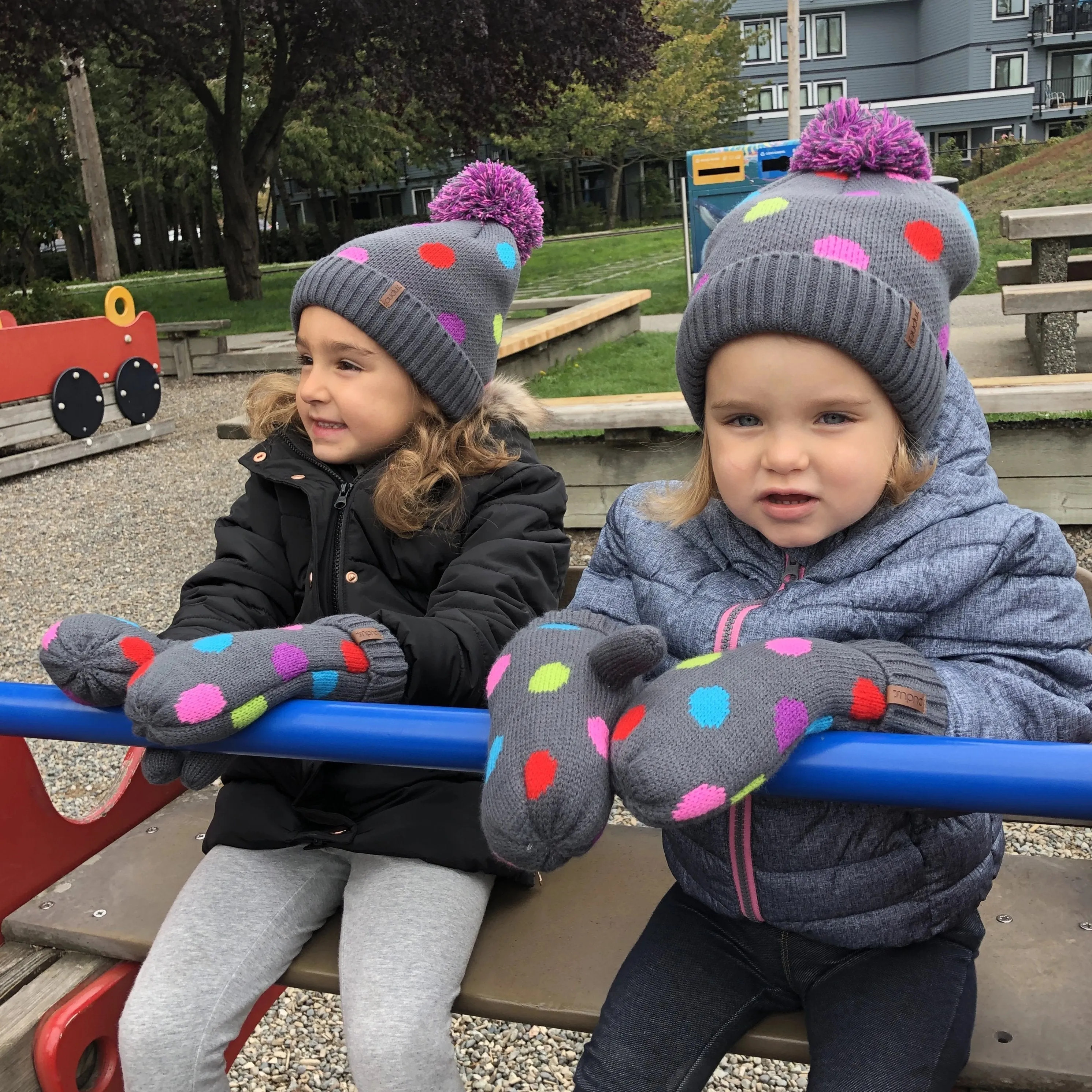 Polka Dot Pom Pom Beanie Hat - Kids