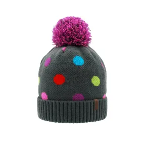 Polka Dot Pom Pom Beanie Hat - Kids