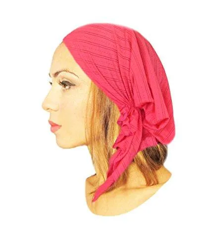 Pre-Tied Cotton Snood Wrap - Head Scarf Hat for Cancer and Chemo in 30 Different Colors and Patterns (Hot Pink - 019)