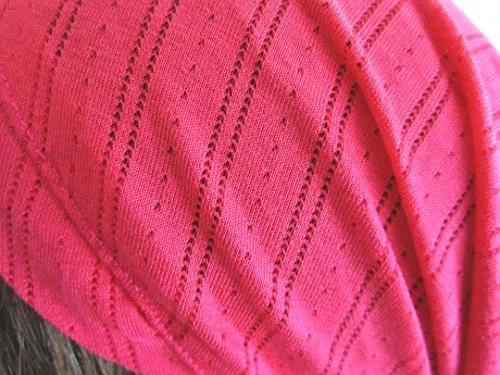 Pre-Tied Cotton Snood Wrap - Head Scarf Hat for Cancer and Chemo in 30 Different Colors and Patterns (Hot Pink - 019)