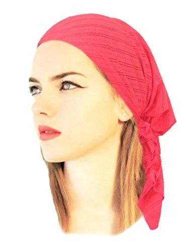 Pre-Tied Cotton Snood Wrap - Head Scarf Hat for Cancer and Chemo in 30 Different Colors and Patterns (Hot Pink - 019)