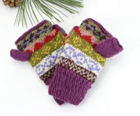 Purple/Multi Convertible Mittens