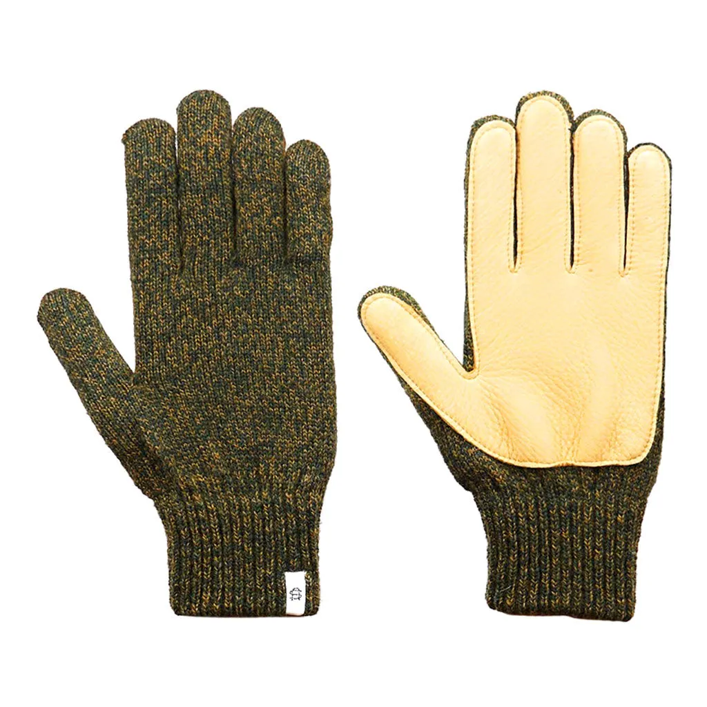 Ragg Wool and Natural Deerskin Gloves