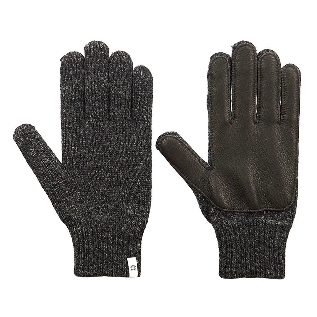 Ragg Wool and Natural Deerskin Gloves