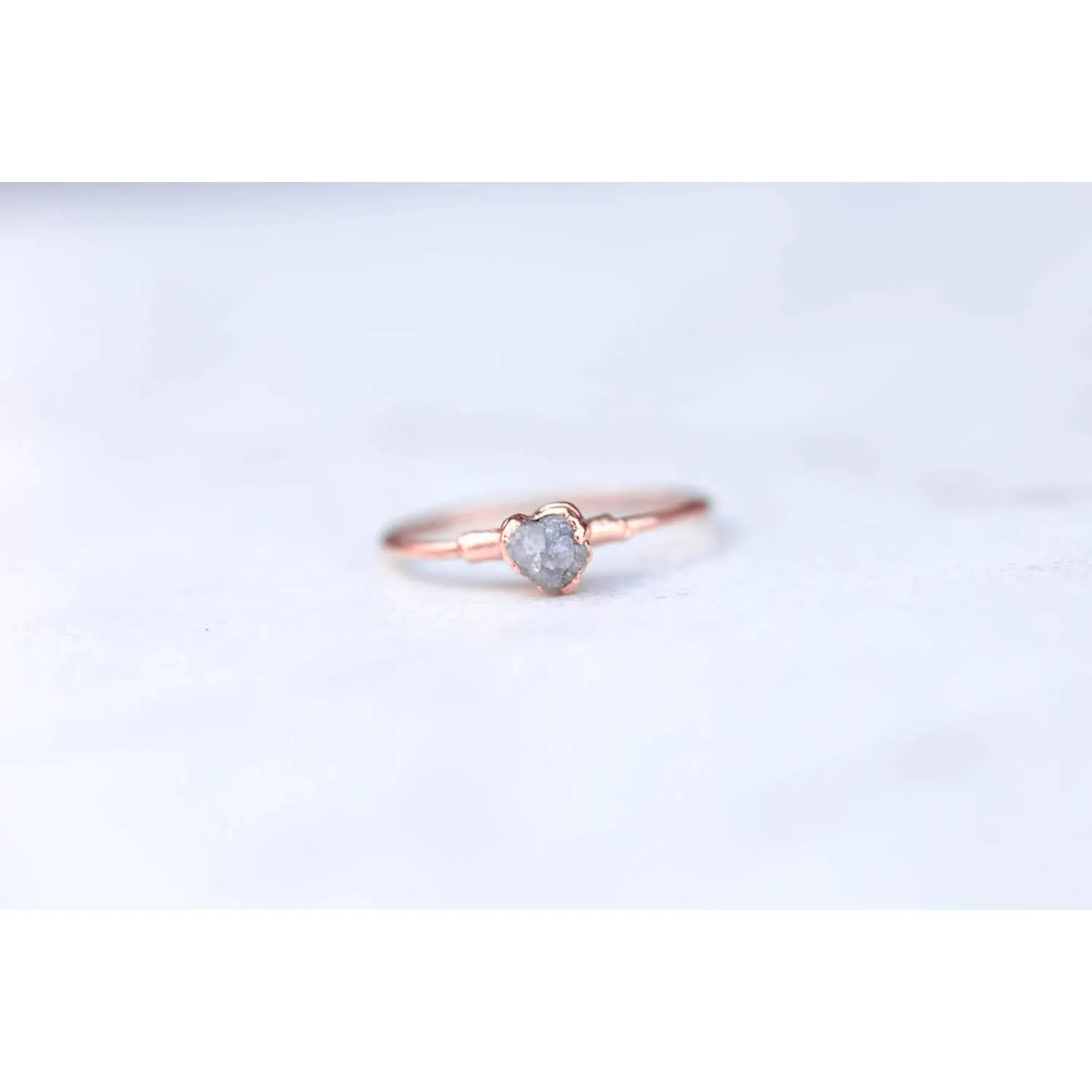 Raw Diamond Ring in Rose Gold