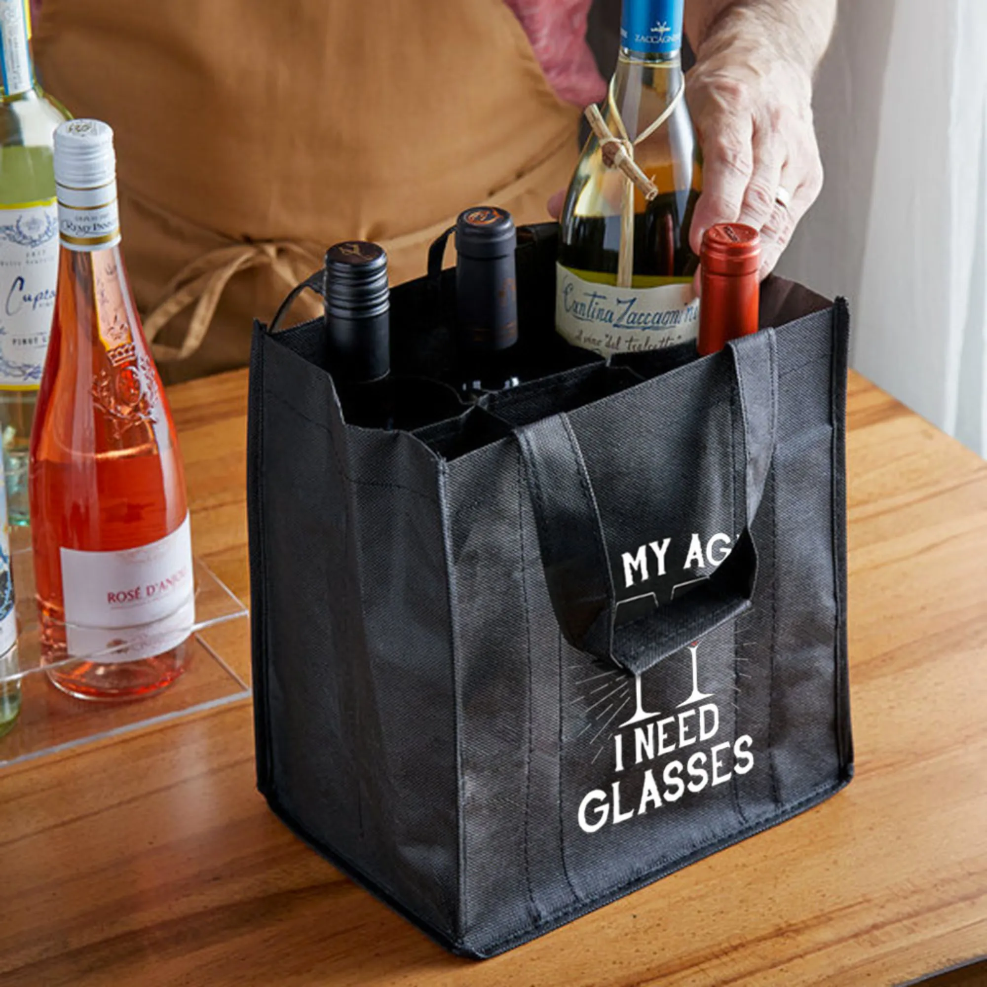 Reusable Non-Woven 6-Bottle Wine Carrier Bag | 80GSM, 27L