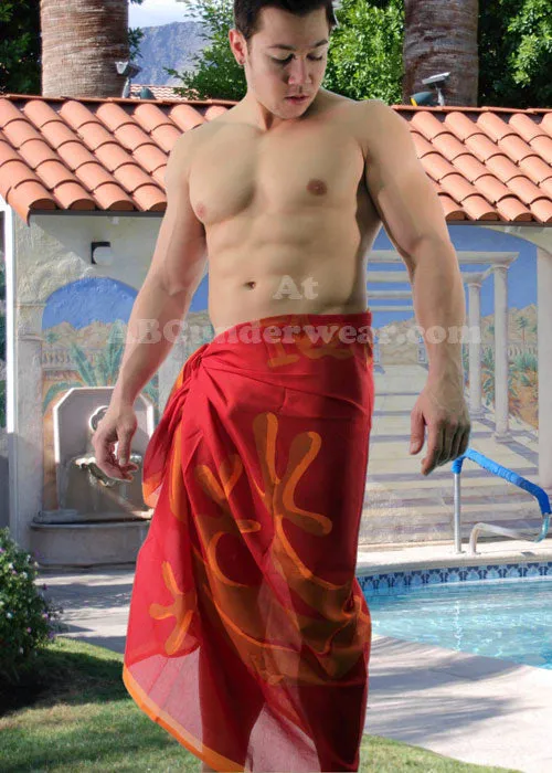 Sheer Red Gecko Sarong - BLOWOUT SALE!