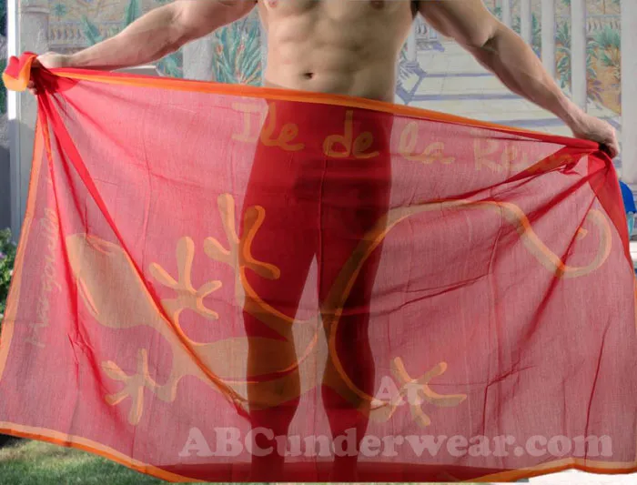 Sheer Red Gecko Sarong - BLOWOUT SALE!